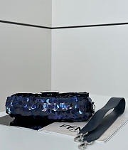 Fendi Baguette Leather Bag with blue sequins - 27x15x6cm - 6