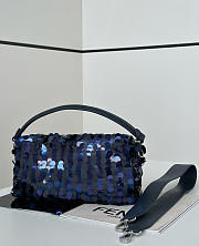 Fendi Baguette Leather Bag with blue sequins - 27x15x6cm - 3