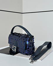 Fendi Baguette Leather Bag with blue sequins - 27x15x6cm - 2