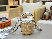 Chloé Mini Horse Medal Basket Bag In White Natural Fibres - 14*12.5*14cm - 4