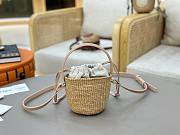 	 Chloé Mini Horse Medal Basket Bag In Nude Natural Fibres - 14*12.5*14cm - 2