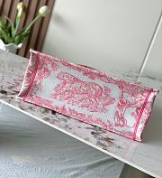Dior Medium Book Tote White and Yarrow Pink Toile de Jouy Sauvage Embroidery - 36×28 cm - 5