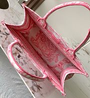 Dior Medium Book Tote White and Yarrow Pink Toile de Jouy Sauvage Embroidery - 36×28 cm - 4