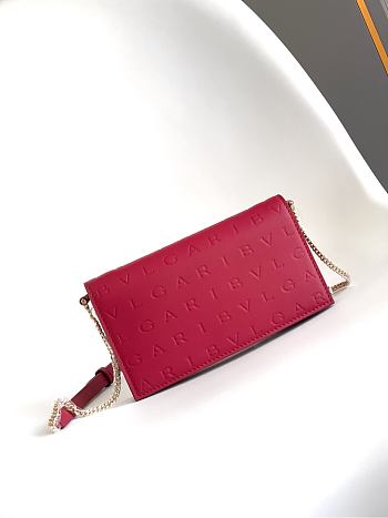 	 Bvlgari Red Leather Chain Bag - 19 X 10.5 X 4.5 Cm