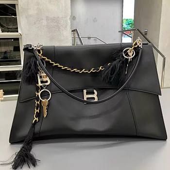 Balenciaga Hourglass Soft Handbag Large in Black -  47x26x14cm