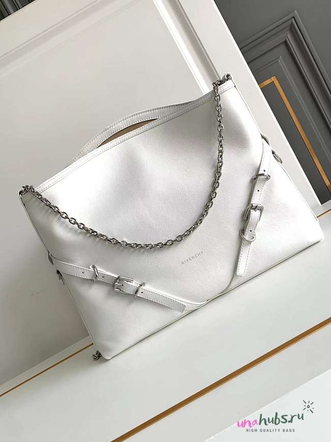 Givenchy Voyou White & Silver Hardware Shoulder Bag - 40x27x6.5CM - 1