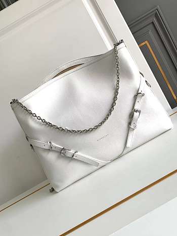 Givenchy Voyou White & Silver Hardware Shoulder Bag - 40x27x6.5CM