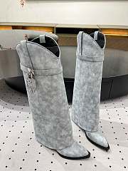Shark Lock Cowboy Boots Grey Suede - 6