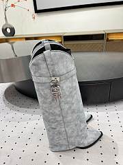 Shark Lock Cowboy Boots Grey Suede - 5