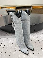 Shark Lock Cowboy Boots Grey Suede - 4