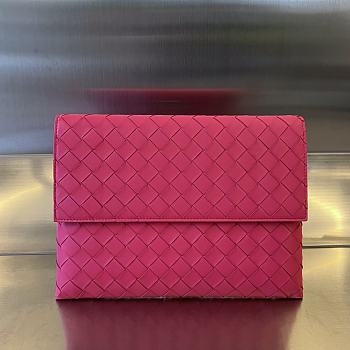Bottega Veneta Pink Flap Pouch in Intrecciato Nappa - 26x19x1.5 cm