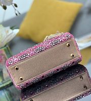 Dior Mini Lady Bag Metallic Lambskin In Pink - 17×15×7cm - 5