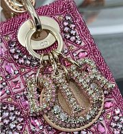 Dior Mini Lady Bag Metallic Lambskin In Pink - 17×15×7cm - 2