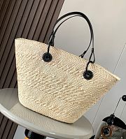 Loewe Black Natural Iraca Palm Medium Anagram Basket Tote - 46x24x15cm - 2