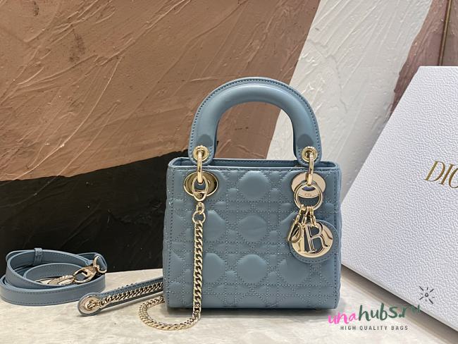 Dior Lady mini Blue Smooth Leather - 17cm - 1