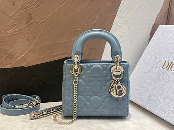 Dior Lady mini Blue Smooth Leather - 17cm