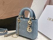 Dior Lady mini Blue Smooth Leather - 17cm - 2