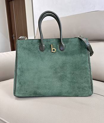 Burberry Rocking Horse tote bag suede green - 35.5x18 x 28cm