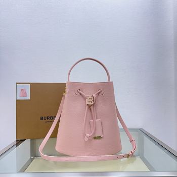 Burberry TB Monogram Plaque Drawstring Bucket Bag Pink