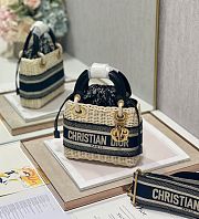 Dior Mini Lady Bag Natural Rattan and Blue Dior Oblique Jacquard - 17×7.5×14cm  - 5