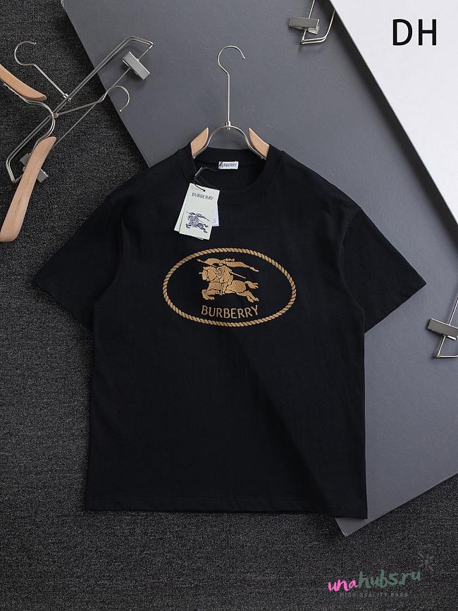 Burberry Knight Stamp Cotton T-shirt in Black  - 1