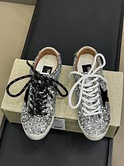 Golden Goose True-Star in silver sequins with black star and beige leather heel tab - 1