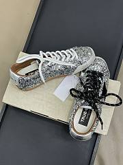 Golden Goose True-Star in silver sequins with black star and beige leather heel tab - 4
