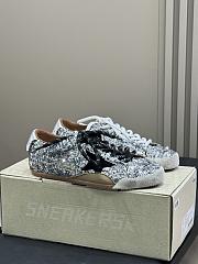 Golden Goose True-Star in silver sequins with black star and beige leather heel tab - 5