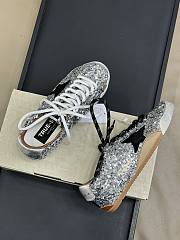 Golden Goose True-Star in silver sequins with black star and beige leather heel tab - 3