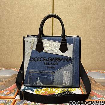 Dolce & Gabbana logo-embroidered Denim Tote Bag 31*27*15cm 
