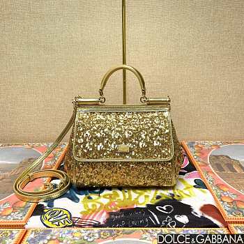 	 Dolce & Gabbana Silicy Gold Sequins Handbag - 20*16*8cm