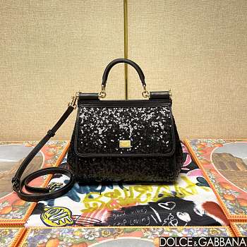 	 Dolce & Gabbana Silicy Black Sequins Handbag - 20*16*8cm