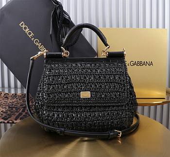 	 Dolce & Gabbana Crochet and Leather Bag In Black - 20*16*8cm