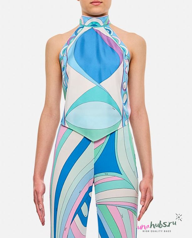 PUCCI SLEEVELESS SILK TWILL TOP - 1