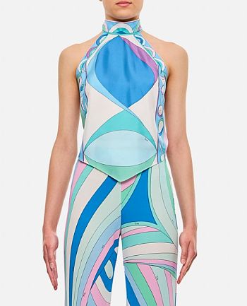 PUCCI SLEEVELESS SILK TWILL TOP
