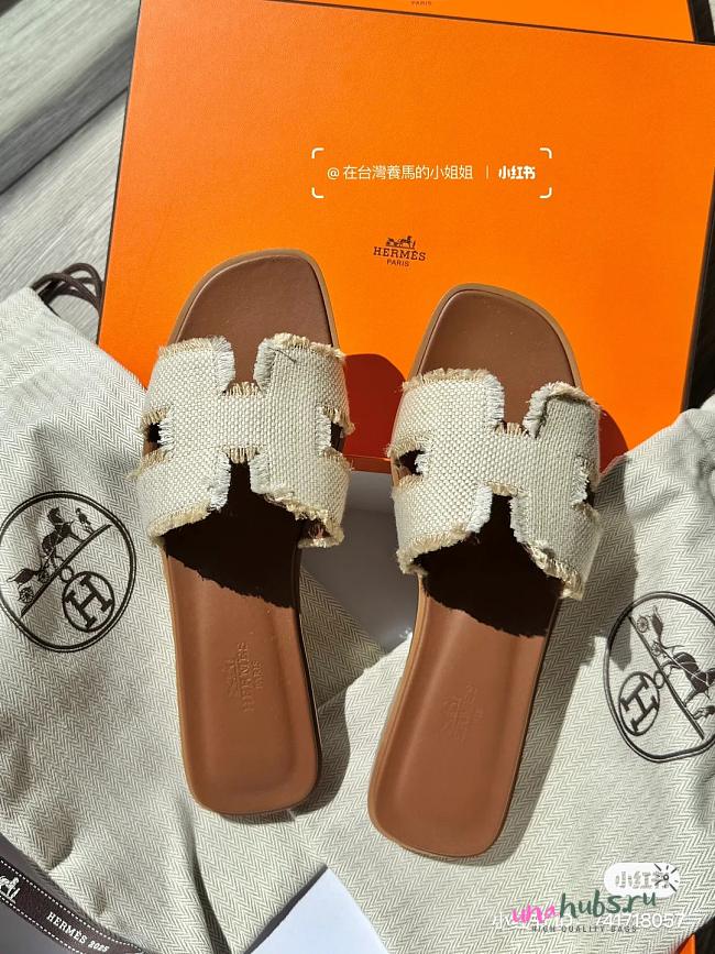 Hermes Oran Canvas Sandals - 1