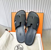 Hermes Izmir Black Smooth Leather Sandal - 2