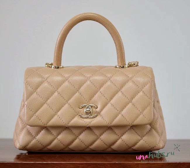 Chanel Coco Handle Beige Caviar Leather Gold Hardware - 14*24*10cm - 1