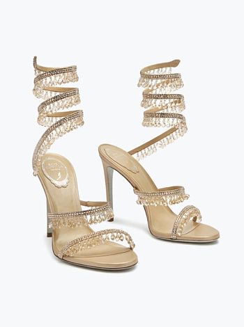 	 Rene Caovilla Chandelier Ivory Sandal Beige 105mm