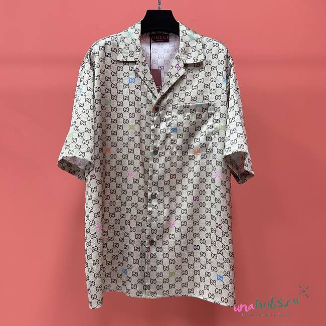 GUCCI Monogram-pattern camp-collar silk set - 1
