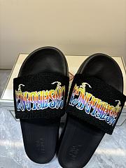 CASABLANCA Embroidered Terry Sliders in Black - 5