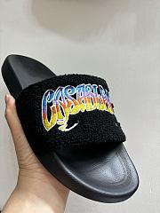 CASABLANCA Embroidered Terry Sliders in Black - 3