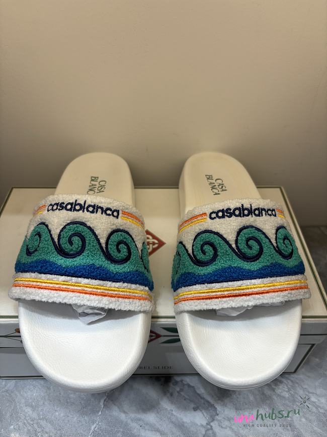 Casablanca Embroidered Terry Slider - 1