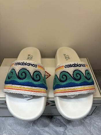 Casablanca Embroidered Terry Slider