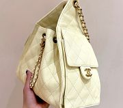 Chanel Drawstring Bag Caviar Leather In Light Yellow - 30x26x14cm - 5