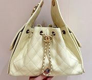 Chanel Drawstring Bag Caviar Leather In Light Yellow - 30x26x14cm - 2