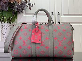 Louis Vuitton Keepall Bandoulière 35 Bag Grey/Pink 