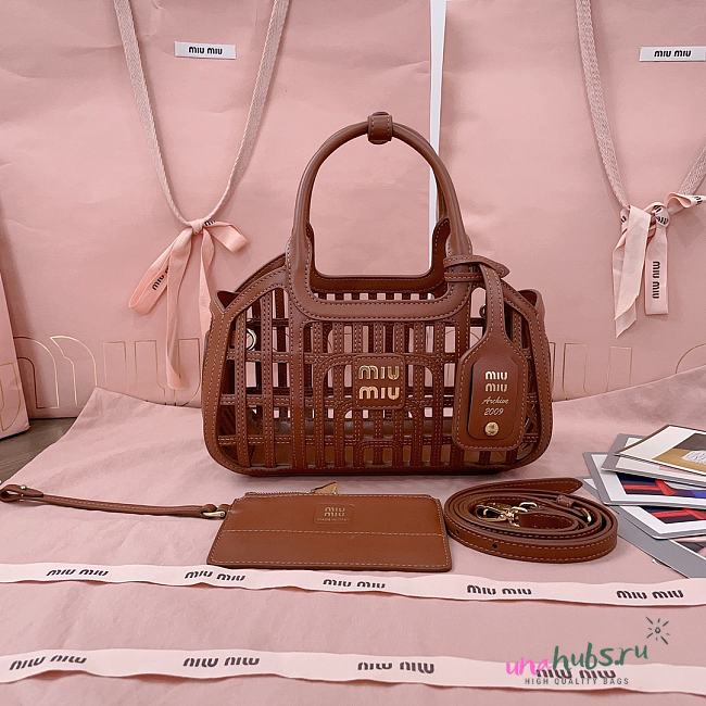 Miu Miu Cookie Popup Basket Bag In Brown - 24 X12.5 X 9 cm - 1