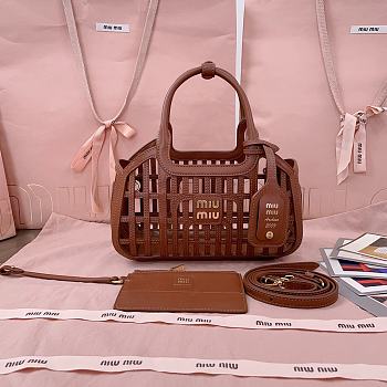 Miu Miu Cookie Popup Basket Bag In Brown - 24 X12.5 X 9 cm