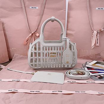 	 Miu Miu Cookie Popup Basket Bag In White - 24 X12.5 X 9 cm